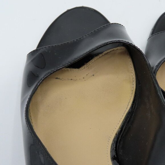 Via Spiga Womens 9 M Black Patent Leather Open Toe Slingback High Heels Buckle - Picture 8 of 12